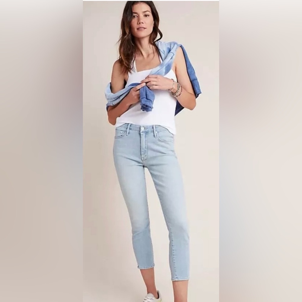 Mother The Looker Crop Swimming Pool Sunday Blue Skinny Jeans